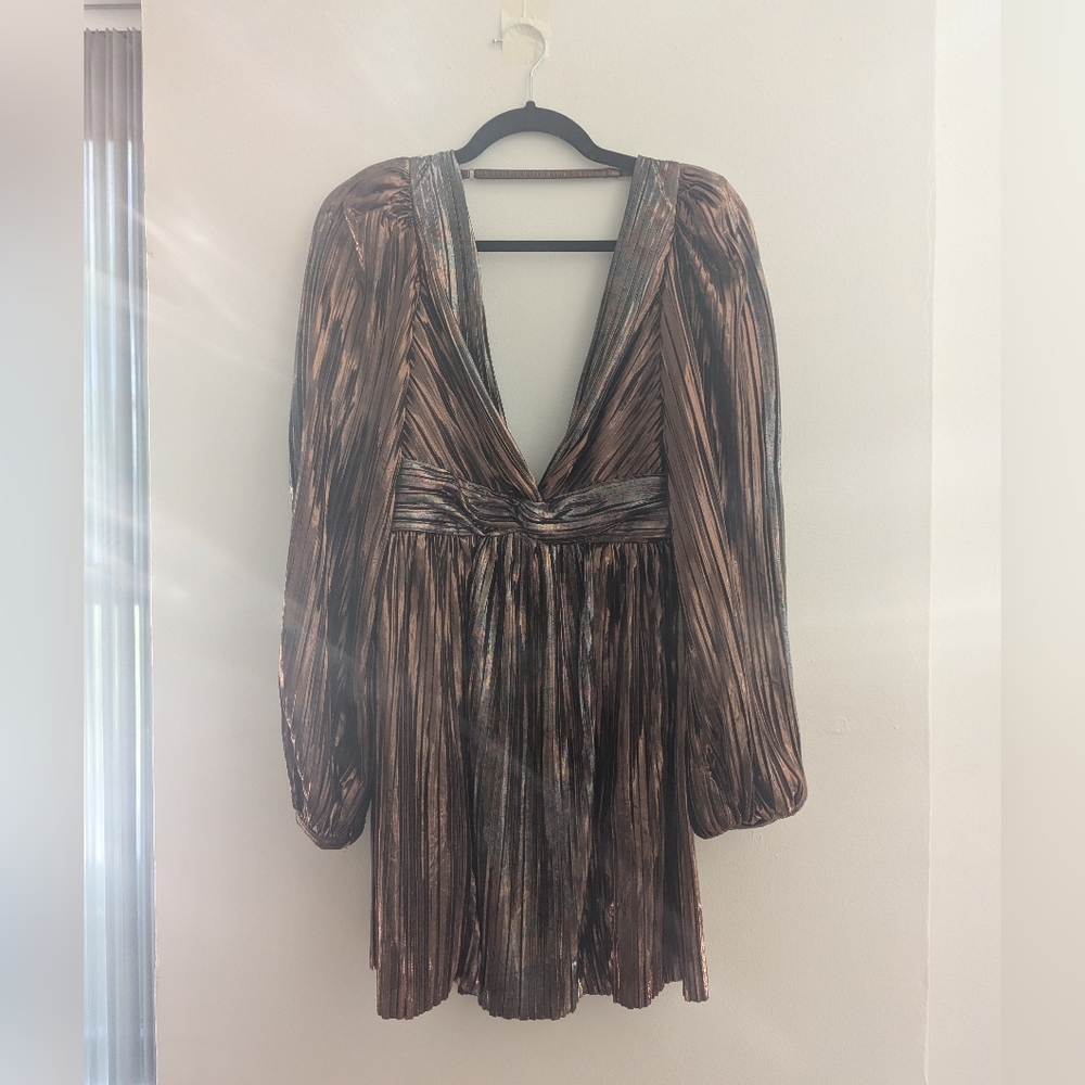 Free People Sabrina Musayev Wendy Metallic Pleated Dress - Picture 2 of 7